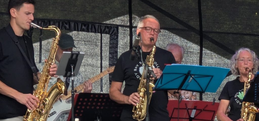 Saxophone players on stage
